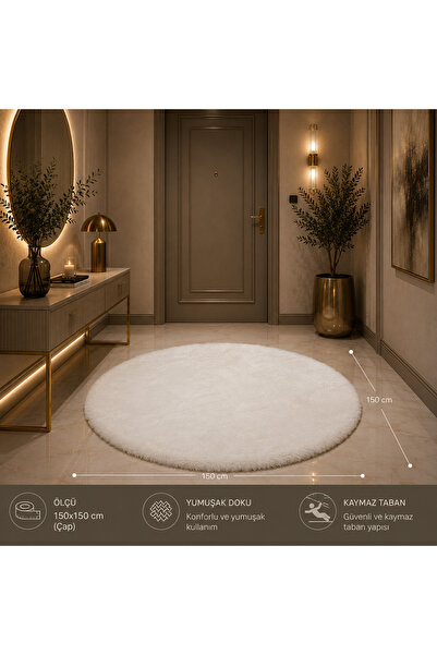 WOOLY LIFE 150cm oval peluş halı tavşan tüyü premium