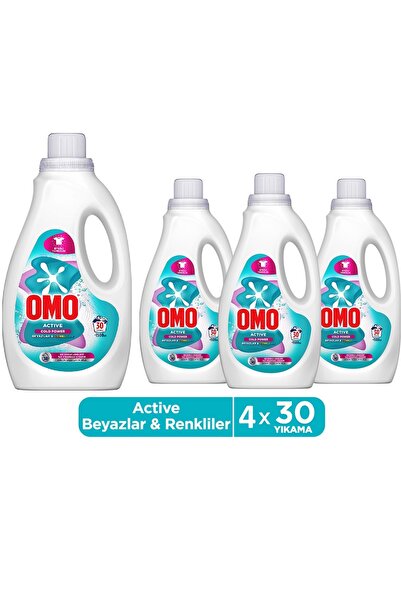 Omo Active Cold Power Beyazlar ve Renkliler Için Sıvı Deterjan 1500 Ml x 4