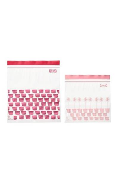 IKEA Set of 50 ziplock bags, resealable, red/pink