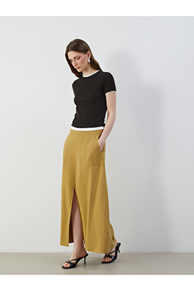LC Waikiki Waist Zippered Linen Blend Skirt