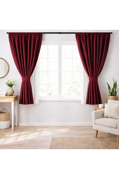 magazincovoare.ro Set of 2 Premium Blackout Velvet Curtains Burgundy Garnet, ...