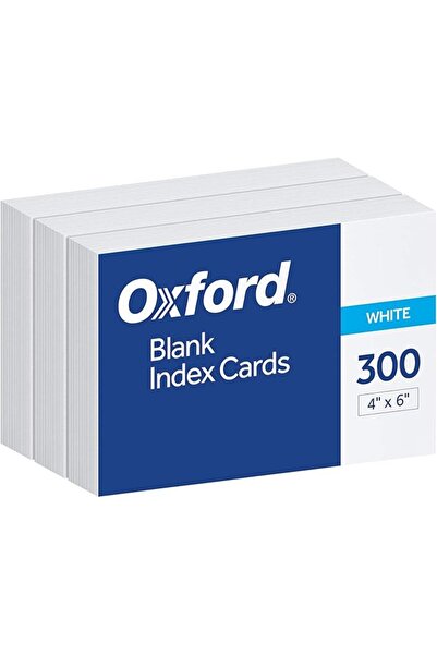Oxford بطاقات فهرسة فارغة، 10.1 سم × 15.2 سم، بيضاء، عبوة تحتوي على 300 قطعة ...