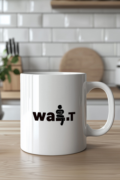 Mio Life كوب سيراميك أبيض بسعة 330 مل بتصميم Wait مطبوع