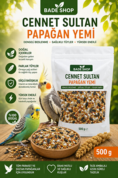 Bade Shop 500 Gr Karışık Kuş Yemi Paraket Sultan ve Cennet Papağanları İçin