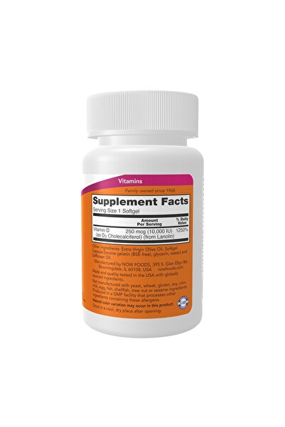 Now Foods Supplements, Vitamin D-3 10,000 IU, Highest , Structural Support*, 30 Softgels