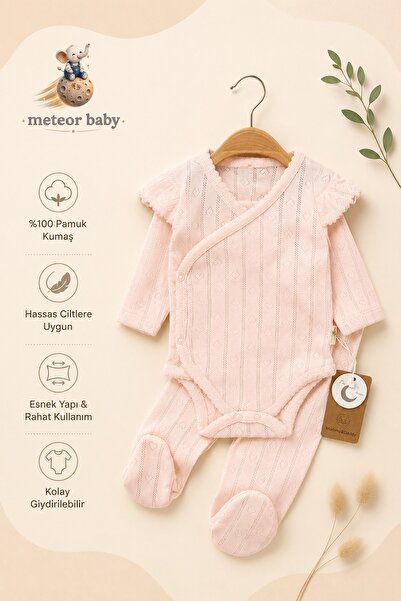 METEOR BABY Baby Girl Booties and Snap-On Bodysuit Set, Soft Textured, 0 3 6 ...