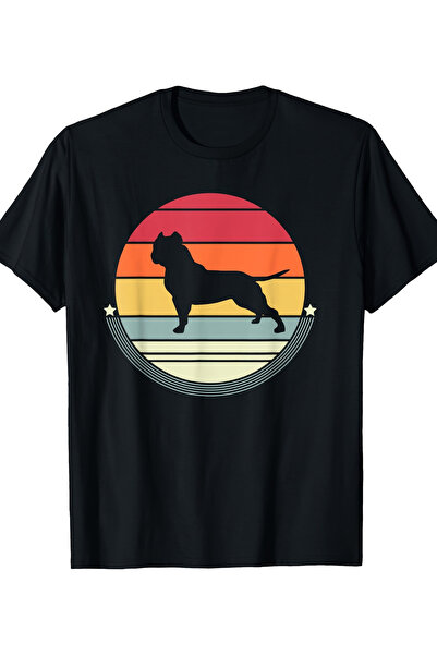 Chic Bloom تي شيرت American Bully Silhouette Retro Dog Owner للرجال والنساء، ...