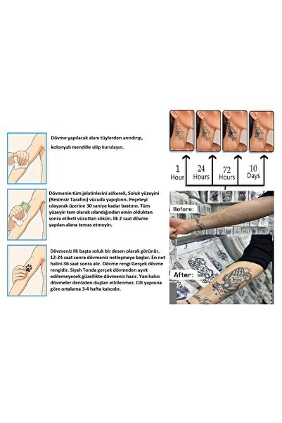 Airbrush Tattoo Minimal 5 mm Yarı Kalıcı Geçici Dövme 4 Adet Birden Aylık Mini Set 22