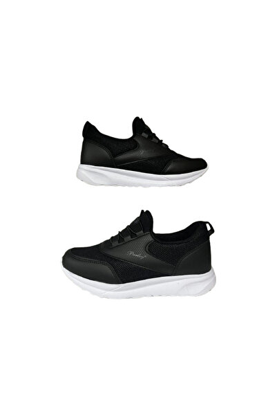 PARLEY -Black-And-White Sports Shoes with Mesh and Elastic.