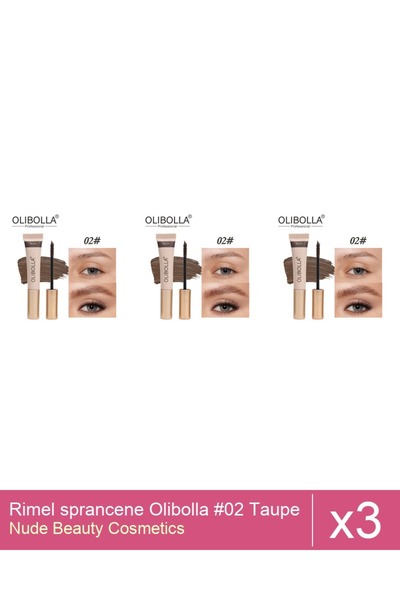 Makeup Set 3x Rimel sprancene Olibolla #02 Taupe