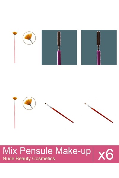 Makeup Mix Set 6 products Makeup Brushes: Cat's Tongue Gel Brush - no.4, Fan ...
