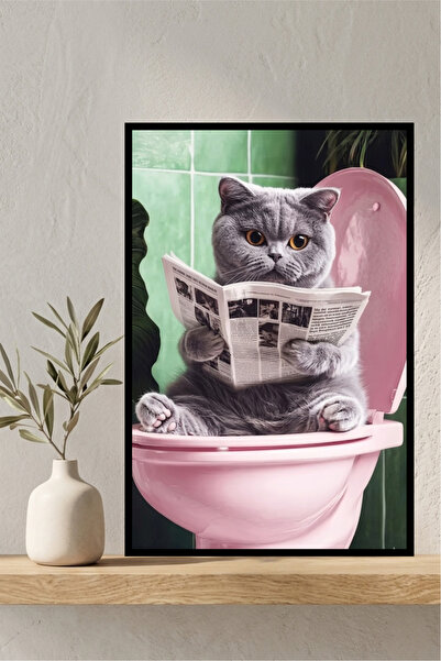 Hedef Plus Kedi Banyo Tasarımlı Çerçeve Görünümlü Mdf Tablo