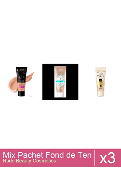 Makeup Set Mix 3 produse Fond De Ten: Fond de ten, Eveline Cosmetics, Satin M...