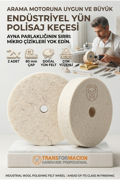 Transformacion 2 Lİ Polisaj Keçesi 80mm | Sert Yün Disk | Metal, Altın, Gümüş...