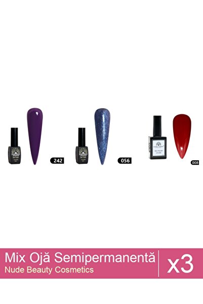 Makeup Set Mix 3 produse Nail Oja: Oja semipermanenta Black Elite, Global Fas...