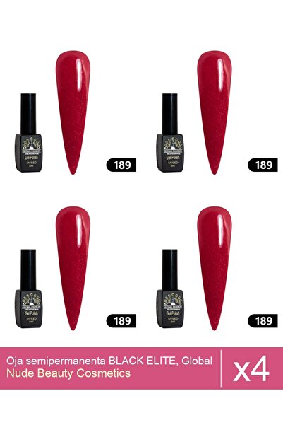 Makeup Set 4x Oja semipermanenta BLACK ELITE, Global Fashion 8 ml,189