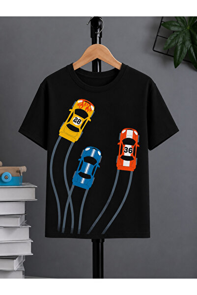 VODEXA Tricou oversize unisex cu imprimeu THREE CARS, 100% bumbac, croială co...