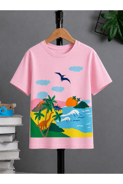 VODEXA Tricou oversize unisex cu imprimeu COAST, 100% bumbac, croială confort...