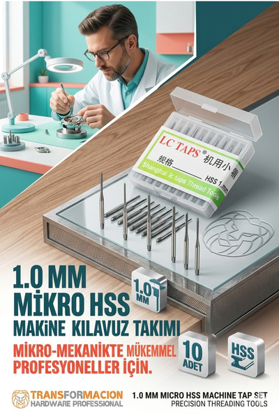 Transformacion Süper İnce 1 mm HSS Hassas Makine Kılavuz Ucu Seti - 10 Adet (...