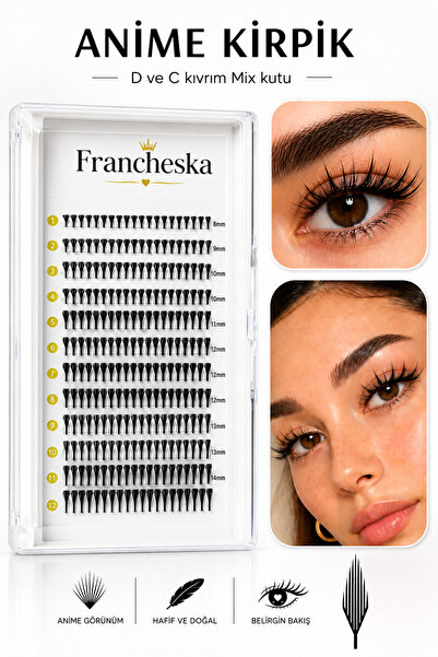Francheska Anime Kirpik-Yeni Nesil Wispy Spike Manga Effect/ D Kıvrım 8-15 mm...