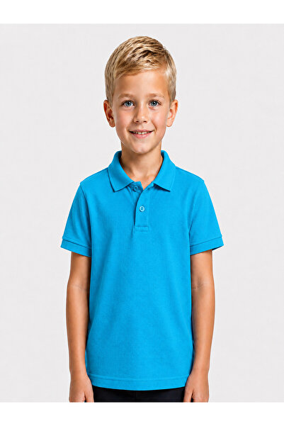 LC Waikiki Nevavm Farkıyla Kids Polo Collar Basic Short Sleeve Unisex Childre...