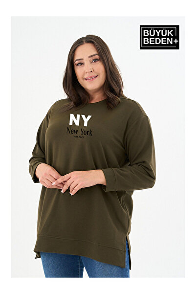 LC Waikiki NEVAVM Farkılıك تونيك نسائي مقاس كبير NY NEWYORK سويت شيرت رفيع مط...