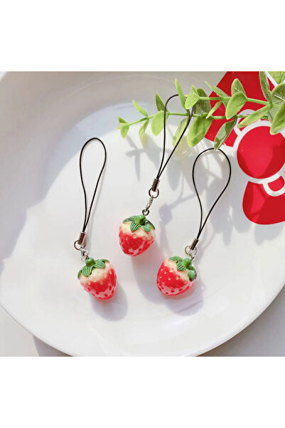 Choice1 strawberry Red Strawberry Tomato Keychain Resin Fruit Charm Cute Pend...