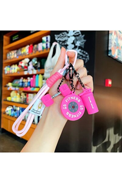 Choice Pink Fitness Series Detachable Barbell Plates Keychain with Simulation...