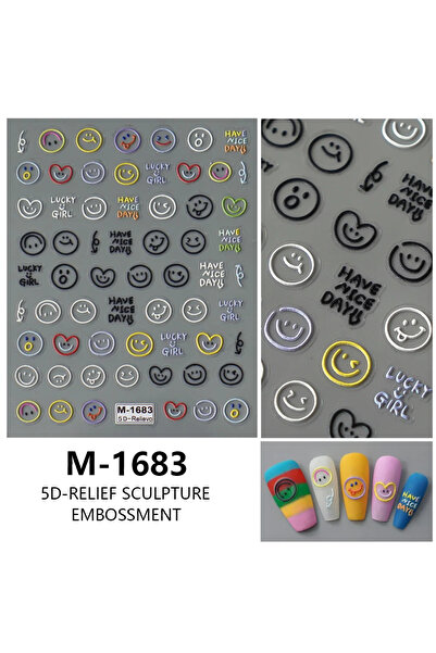 choice2 ملصقات أظافر M1683 ثلاثية الأبعاد بتصميم وجه مبتسم، ملصقات فنية يابان...