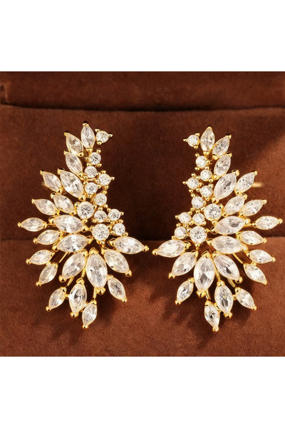 Choice1 Gold Color ZAKOL Gorgeous Women's Stud Earrings Full with Dazzling Zi...