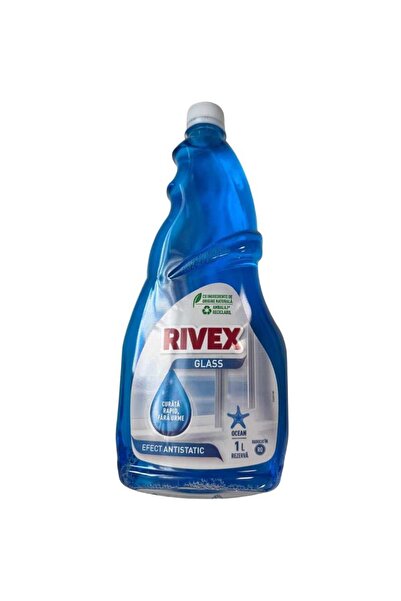 Rivex Rezerva solutie curatare geamuri Rivex, lichid, parfum ocean, 1 L, alba...