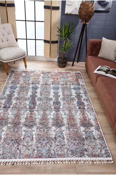 halinet سجادة غرفة المعيشة Halı.Net Anthracite Vintage القابلة للغسل والمضادة...