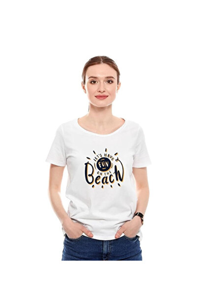 not Unisex Printed Design T-Shirt (Let's Have Fun On The Beach)| Round Neck Regular Fit T-shirt