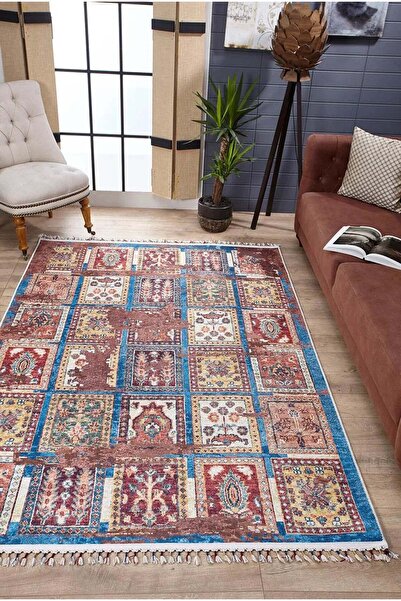 halinet Halı.Net Red Classic Washable Non-Slip Living Room Carpet Haln-Hln5029