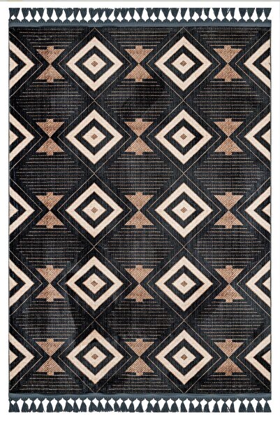 halinet Halı.Net Anthracite Modern Washable Non-Slip Living Room Carpet Mvh-I...