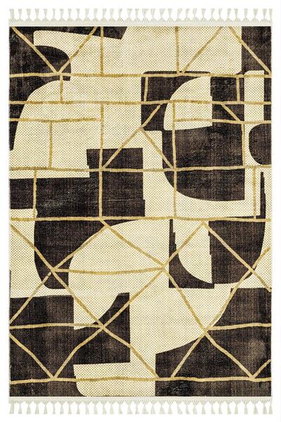 halinet Halı.Net Cream Ethnic Bohemian Washable Non-Slip Living Room Carpet M...