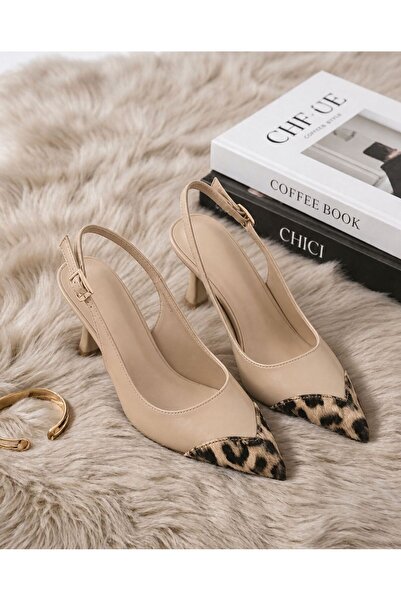 KM shoes Heeled Leopard Print Shoes Meet Timeless Elegance in Beige: Stiletto...