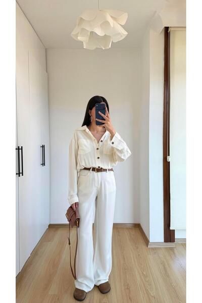 GAUS CO Beige Tencel Denim Jumpsuit with Elastic Waist Gaus-01394