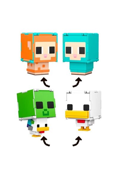 MINECRAFT Flipping 2'si 1 Arada Figür Zombie Chicken Jockey + Chicken JPN14