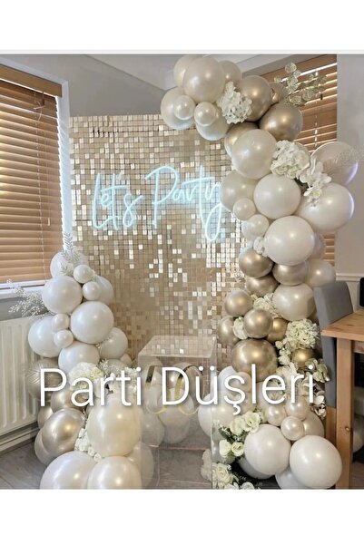 Parti Düşleri Birthday - Engagement - Celebration Balloon Chain Set White Ret...