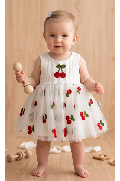 Nayinom Kids Eid Cherry Detailed Baby Girl Dress – Stylish and Comfortable Da...