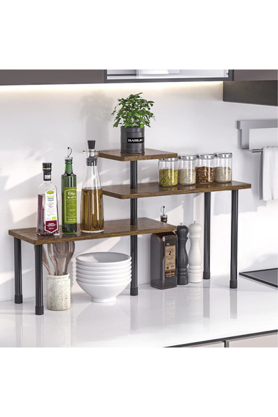 Viyogo Shelf with 3 MDF shelves, 5 metal legs, 180° rotatable, 66 (L) x 17.5 ...