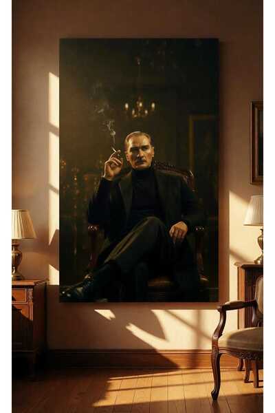 VİPZERE KOLTUKTA OTURAN ATATÜRK KANVAS TABLO