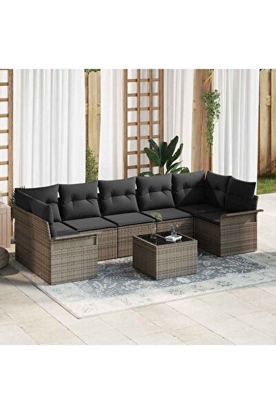 vidaxl Set de canapele pentru gradina cu perna 8 pcs Gri poliratan