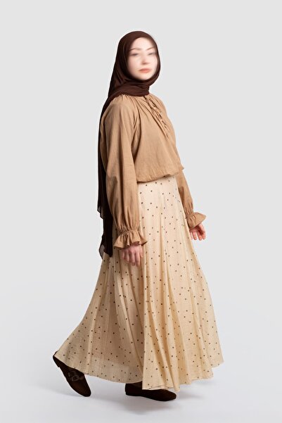 Emare Polka Dot Tencel Flared Skirt