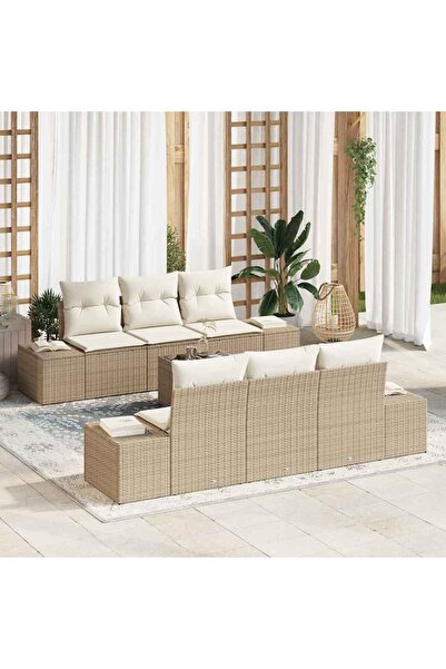 vidaxl Set de canapele pentru gradina 8 pcs Bej È™i crem poliratan