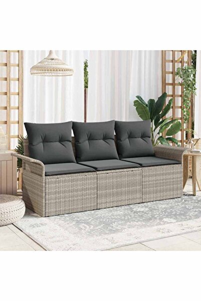 vidaxl Set de canapele pentru gradina 3 pcs Gri deschis Rattan poli