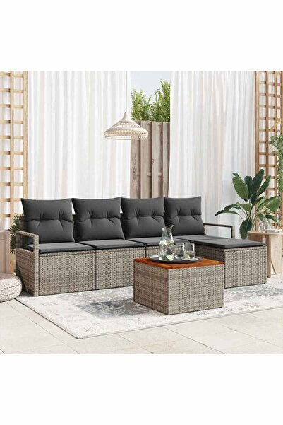 vidaxl Set de canapele pentru gradina cu perna 6 pcs Gri poliratan