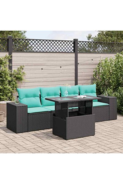 vidaxl Set mobilier de gradina cu perne, 5 piese,poliratan/lemn acacia