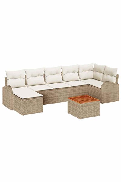 vidaxl Set de canapele pentru gradina cu perna 8 pcs Bej poliratan